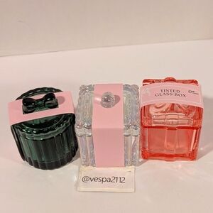 Target Bullseye Playground Easter Glass Trinket Box Pink Green Iridescent Set 3